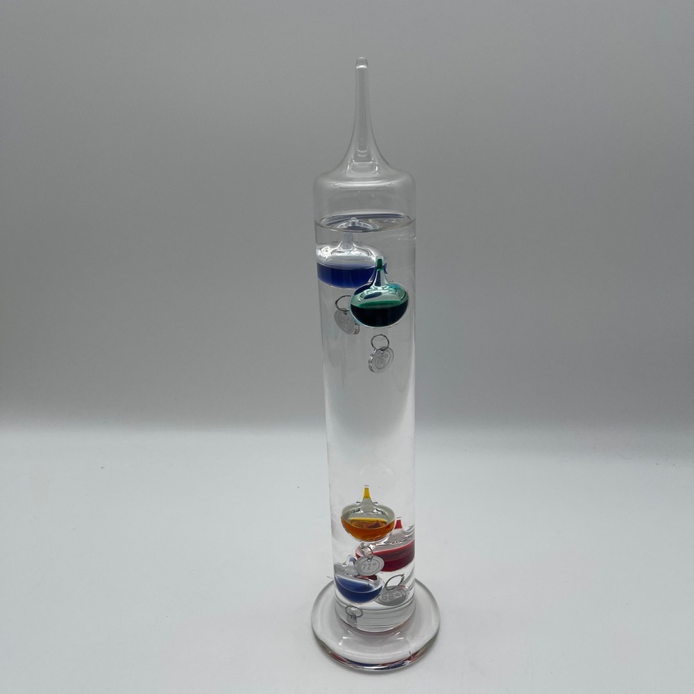 Vintage Style Glass Galileo Thermometer with Multicolor Floating Spheres
